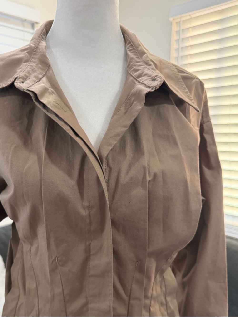Pilcro‎ Pintuck Tan Mini Shirt Dress - Picture 5 of 14